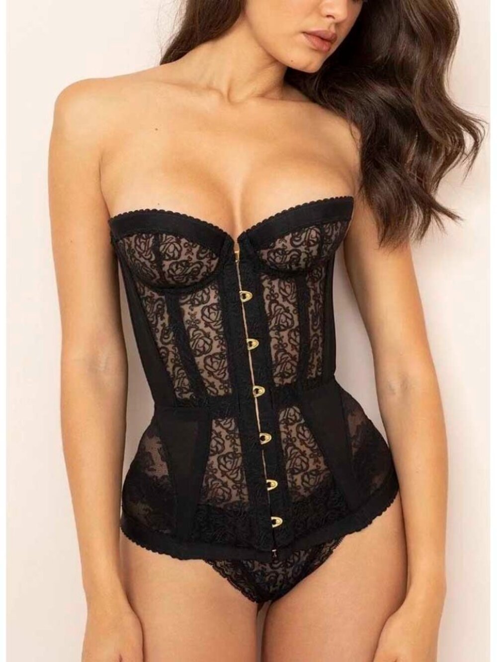 Agent Provocateur Women's Black Mercy Corset Logo Lace 4